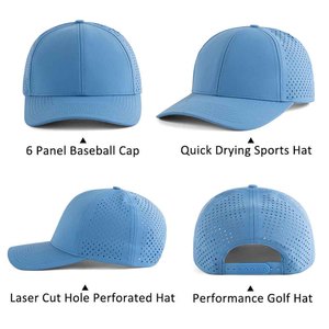 Promotionnel de haute qualité respirant couleur unie blanc plaine découpé au Laser trou Golf corde chapeau 5 panneaux Baseball perforé chapeau - Product Image 6
