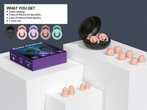 Tapones de silicona para los oídos de 5 tamaños con espuma viscoelástica, cancelación de ruido, 2 puntas para los oídos para una mejor protección auditiva, filtrado específico para dormir - Product Image 2