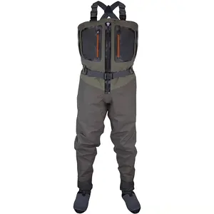 5 Layer Fly Fishing Waders Breathable Neoprene Chest Waders fishing suit wader With Front Zipper