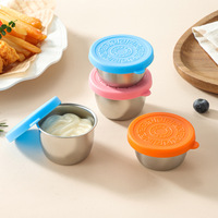 Contenants à condiments en acier inoxydable carrés, faciles à ouvrir, étanches, petits contenants en métal avec silicone empilables, boîte à lunch
