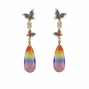 Xuping-pendientes dorados en forma de mariposa para mujer, YSearring-315