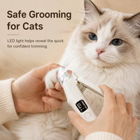 Coupe-ongles et ponceuse multifonction de luxe moderne pour chiens et chats, outil de toilettage et de soin des pattes avec lumière LED rechargeable en plastique