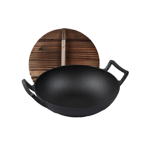 -Experiencia de hierro fundido <span class=keywords><strong>Wok</strong></span> con 2 asas de madera y <span class=keywords><strong>Wok</strong></span> <span class=keywords><strong>tapa</strong></span> - Product Image 6