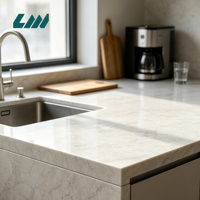 Dalle de quartz imprimé pour crédence, mince (15mm, 18mm), en quartz artificiel poli pour la décoration murale de cuisines et salles de bain