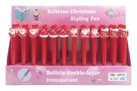 Pulpen Bolpoin Hewan Kartun Natal Aneka Ragam O&Q 0.7mm Tinta Biru Plastik Santa Rusa Hadiah Liburan Logo Custom