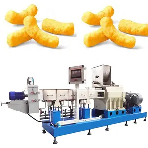 extruded corn puffs snacks making machinery maize puffed snack food processing extruder full production line