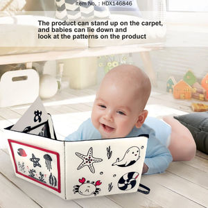 Jouet sensoriel noir et blanc, livre pour bébé à contraste élevé, livre pliable de style accordéon en tissu doux pour la croissance cérébrale des nouveau-nés - Product Image 5