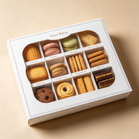Boîte d'emballage personnalisée minimaliste blanche à 12 compartiments avec grande fenêtre transparente pour macarons, biscuits, pâtisseries, biscuits croustillants