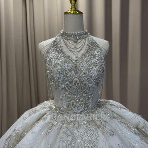 Vestido de Novia de Gala con Cola de Catedral Lujosa y Brillante Mc040, con Cuentas de Cristal y Lentejuelas Onduladas de Tul, Jancember - Product Image 6
