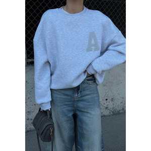 Sweat-shirt et sweat à capuche gris brodé pour femme - Product Image 2