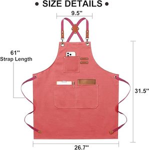 Tablier de travail imperméable en toile rouge brique pour barista, chef, cuisine, <span class=keywords><strong>café</strong></span>, salon de coiffure, bar, avec logo personnalisé, rouge corail - Product Image 6