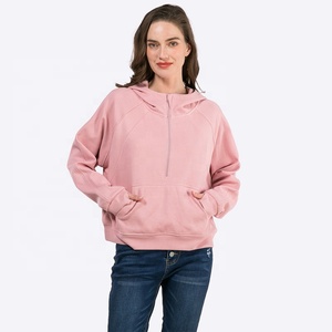 Suéteres personalizados de otoño para <span class=keywords><strong>mujer</strong></span>, sudadera para <span class=keywords><strong>mujer</strong></span>, jersey de media cremallera con capucha de Color sólido, Tops, sudadera a la moda, Jersey al por mayor - Product Image 5