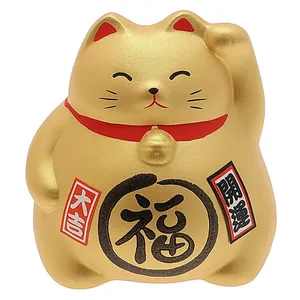 Fengshui nouveauté céramique Fortune chats figurine japonais Maneki Neko gros chat chanceux