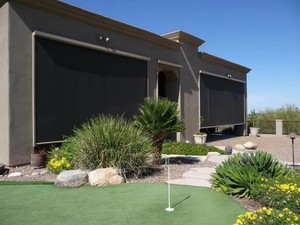 Stores enrouleurs extérieurs en tissu pare-soleil résistant à la décoloration, prix usine, avec fermeture éclair, pare-vent et imperméables pour <span class=keywords><strong>garage</strong></span> et restaurant - Product Image 6