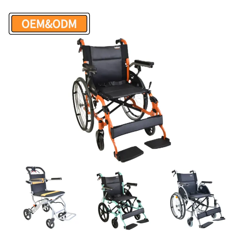 Pasien dinonaktifkan transportasi aluminium Manual, kursi roda penyimpanan nyaman dapat dilipat tahan lama
