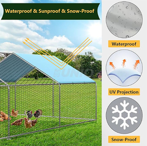 Cobertizo para pollos y patos, tubo galvanizado grueso para exteriores, grande, a prueba de lluvia y sol, jaulas para animales - Product Image 2