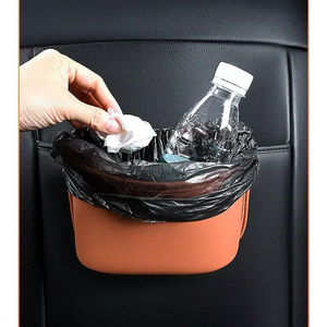 Poubelle de voiture en cuir avec porte côté sac de rangement siège arrière boîte de rangement parapluie stockage voiture organisateurs boîte - Product Image 1