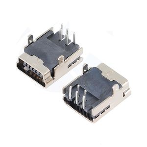 Mini Receptáculo USB Hembra de 5 Pines, Tipo SMT en Ángulo Recto (Horizontal), 2 Pines de Montaje a Través de Orificio con Carcasa de Aleación de Cobre - Product Image 4