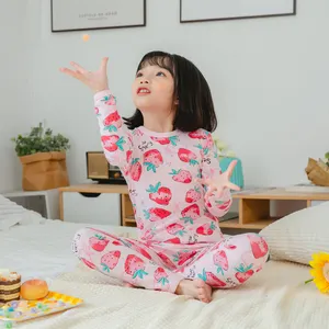 Custom Printing Cute Kid's Pajama Sets Spring Cartoon Children Pjs Cotton Girls' Sleepwear Pajamas For Kids With Cheap Price