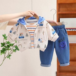 Недорогая Осенняя От <span class=keywords><strong>1</strong></span> до 6 лет куртка и брюки, футболка из 3 предметов, Одежда для младенцев, одежда для маленьких мальчиков, детская одежда, комплект одежды для мальчиков - Product Image 6