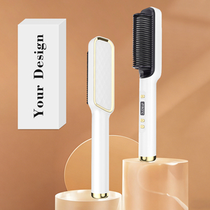 Brosse lissante électrique chauffante en céramique PTC, poils 3D denses, affichage numérique, pour cheveux raides et bouclés - Product Image 1