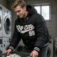 Veste Rembourrée Homme Capuche Polyester Coupe-Vent Hiver Logo Personnalisé
