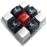 Porte-clés testeur de commutateur de clavier mécanique translucide Butterfly 9 Grid Keycap
