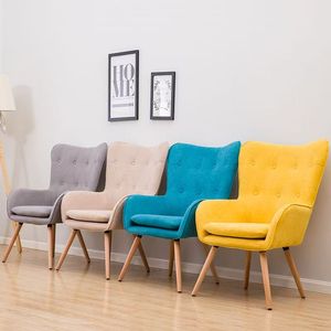 Sillón de Terciopelo Francés, Silla de Salón, Sofá de Tela con Patas de Madera de Haya, Sofá Moderno Nórdico - Product Image 4
