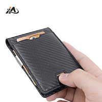 Grosir dompet pria pemblokir RFID kustom pemegang kartu kredit kulit ramping sederhana pria