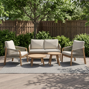Luxury Contemporary <b>Foldable</b> Acacia Wood Eco-friendly Teak Wood Frame Outdoor Furniture Set Garden Sofa <b>Dining</b> <b>Table</b> <b>Chair</b> for - Product Image 4