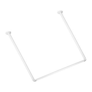 Tringle de douche à 3 côtés 80-80-80 cm blanche pour rideau de douche d'angle - Product Image 1