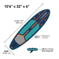 Planche de paddle gonflable en forme de goutte d'eau de 7 pieds avec plaque de montage pour foil de surf et foil à pompe
