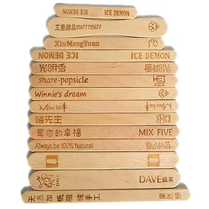 All Sizes Retail Food Grade 94mm 75mm 100% natural wood custom print popsicle stick with logo