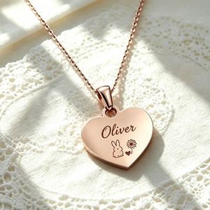 Collar con Colgante en Forma de Corazón Personalizado con Nombre y Patrón Grabados, Regalo Conmemorativo de San Valentín para Parejas - Product Image 3