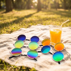 Children's <b>Round</b> Metal <b>Frame</b> <b>Sunglasses</b> UV400 Protection For Boys Girls Beach Wear - Product Image 4