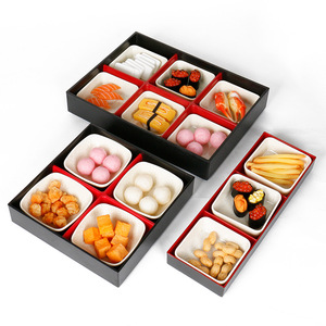 Cajas Bento Rectangulares Negras con Compartimentos y Tapa Hermética para Almacenar Almuerzos - Product Image 1