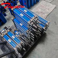 Cylindre hydraulique à double effet avec bloc de collecteur intégré au bas, corps bleu, sans soudure 45 #   Acier chromé dur