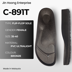 Sandalias de PVC Bronce C-891T para Mujer Jin Hoong, Suela Resistente al Agua, Ultraligeras, Plantilla Integrada de 38 mm de Grosor - Product Image 1