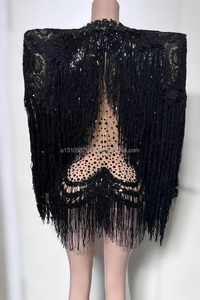 Falda Corta Ajustada y Sexy con Lentejuelas, Pedrería y Borlas, para Cantantes <span class=keywords><strong>de</strong></span> Bar, Grupos <span class=keywords><strong>de</strong></span> Chicas, Disfraces <span class=keywords><strong>de</strong></span> Actuación - Product Image 2