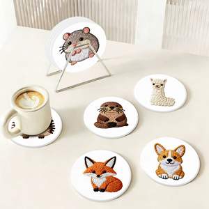 Posavasos de Diatomita Redondos de 10x10cm con Diseño de Animales de Dibujos Animados, Resistentes al Calor y Ecológicos - Product Image 4