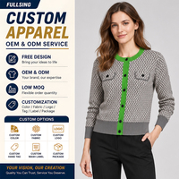 Cardigan en laine pour femme, col rond, tricoté, entièrement boutonné, mode décontractée, vente en gros, fabricant