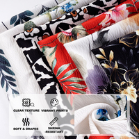 Tissu en crêpe de polyester imprimé à motifs de mode personnalisés, plissé, vintage, pour vêtements