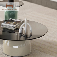 Service professionnel Design moderne dessus en verre cadre en bois massif Table basse meubles de salon Table centrale colorée