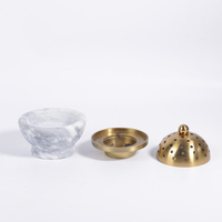 Porte-encens en marbre de luxe Bakhoor Mubkhar, encensoir en pierre avec couvercle pour la maison, la villa, l'hôtel, la décoration de table du Ramadan du Moyen-Orient