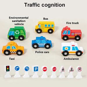 लकड़ी के यातायात वाहन मॉडल खिलौने 9 यातायात संकेत और 6 कार ब्लॉक प्ले सेट स्ट्रीट संकेत काम कार लकड़ी शैक्षिक खिलौना - Product Image 4