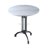 Lifepursue Bistro - Table en marbre véritable avec pieds en fonte vintage - Mobilier commercial de haute qualité