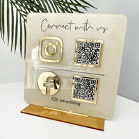 Panneau de Table avec Logo miroir en acrylique, panneau d'affaires de médias sociaux, Laser, mignon, Code Qr, Plaque de support