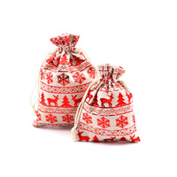 Sacs cadeaux en coton et lin imprimés avec motif doré, fabriqués en Chine, avec cordon de serrage, pour pommes, bonbons, réveillon de Noël, cadeaux de Noël, artisanat - En stock