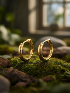 Orecchini a Cerchio Geometrici Placcati Oro in Lega con Cristalli e Strass, Gioielli Unisex alla Moda - Product Image 2