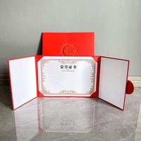 Porte-dossiers de certificat de graduation de couverture de diplôme de Carpeta Porta en carton, couvertures de diplôme bleu uni à trois volets avec feuille d'or